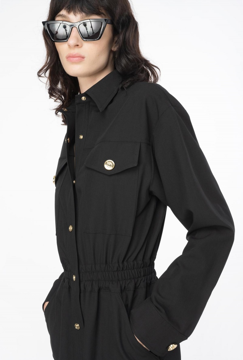 LIMO BLACK Pinko Flowing mini shirt dress | MYJVR83721