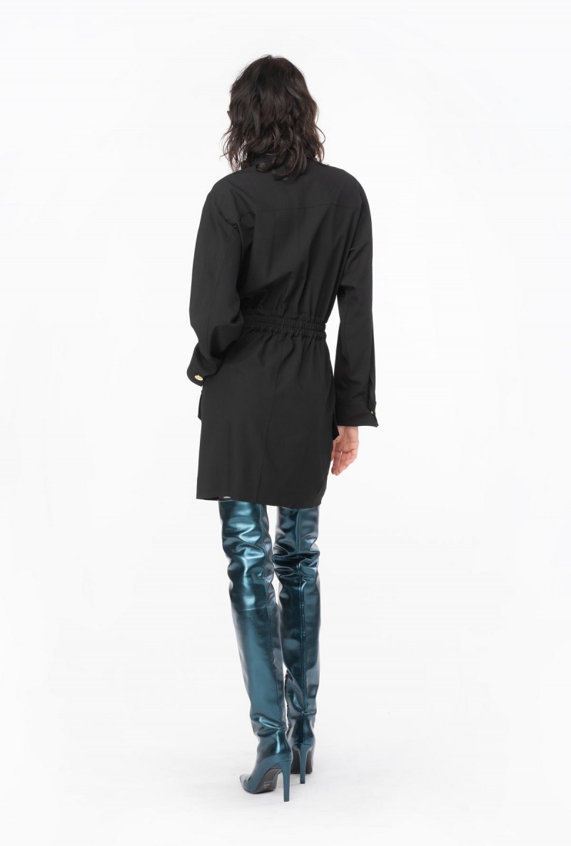 LIMO BLACK Pinko Flowing mini shirt dress | MYJVR83721