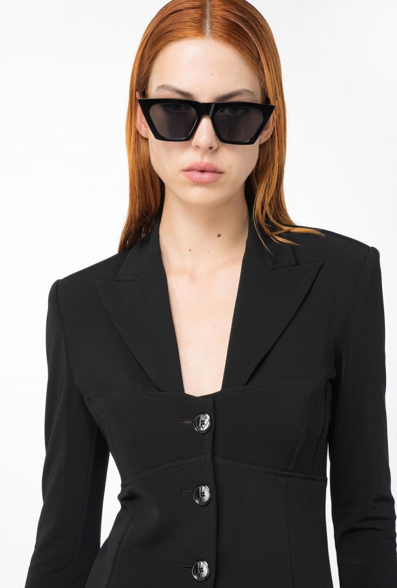 LIMO BLACK Pinko Flowing technical fabric blazer with topstitching | LMYSX61577