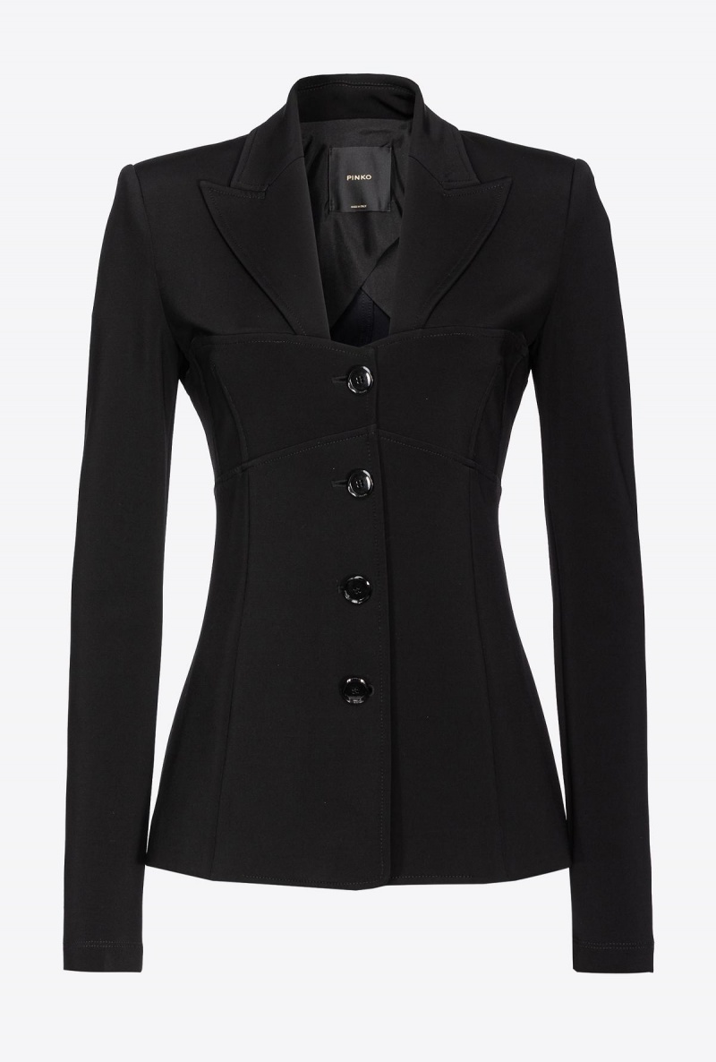 LIMO BLACK Pinko Flowing technical fabric blazer with topstitching | LMYSX61577
