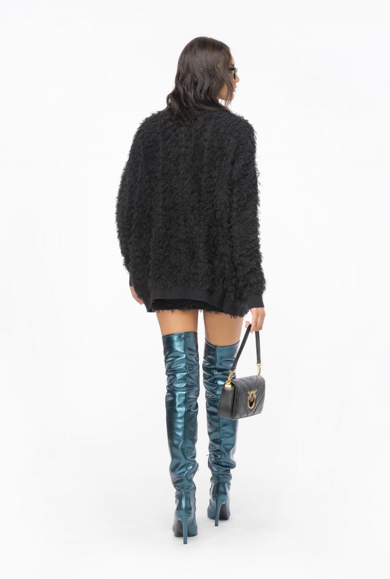 LIMO BLACK Pinko Fluffy fray-effect cardigan | PMYER54710