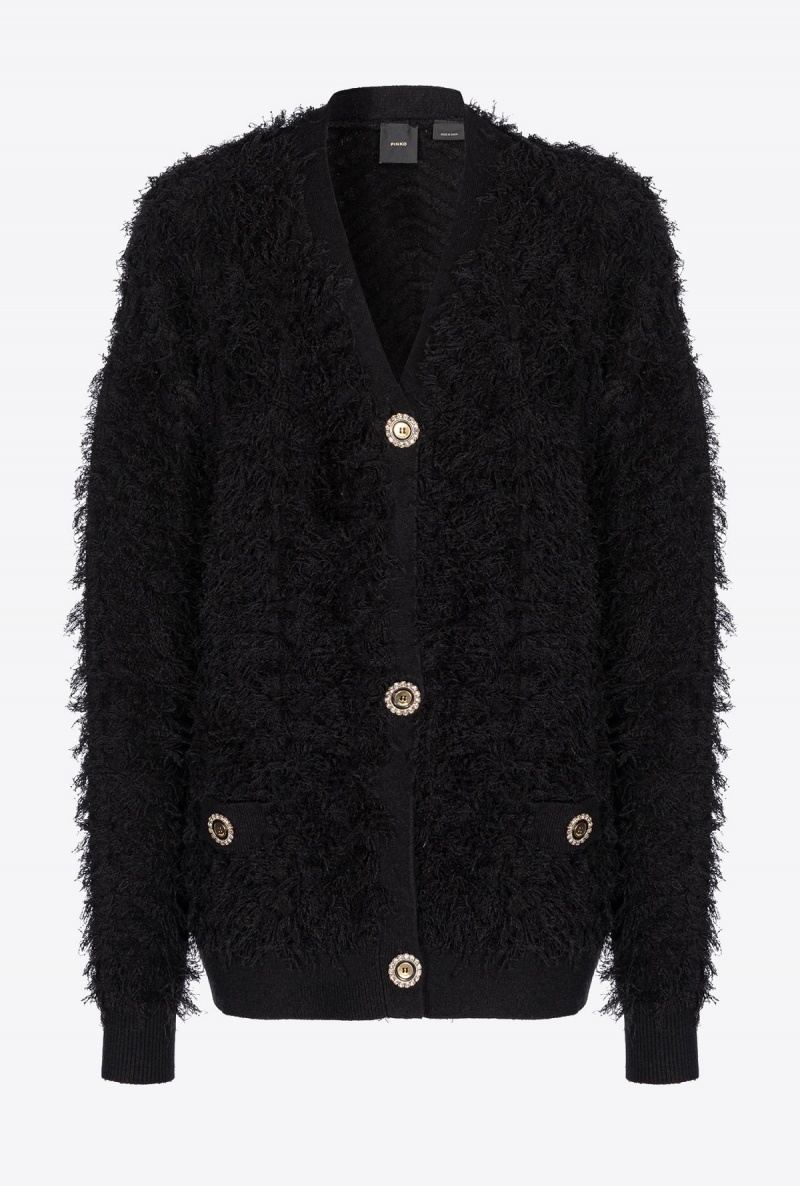 LIMO BLACK Pinko Fluffy fray-effect cardigan | PMYER54710