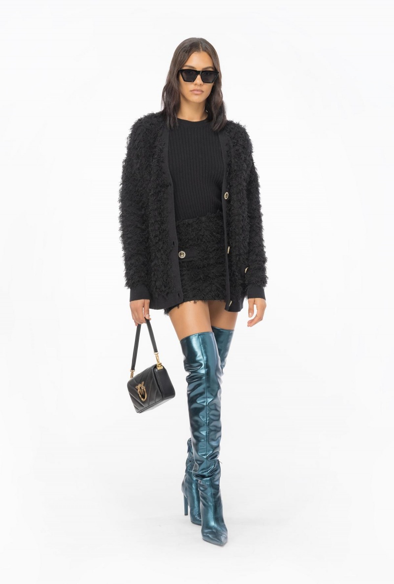 LIMO BLACK Pinko Fluffy fray-effect cardigan | MMYFT78567