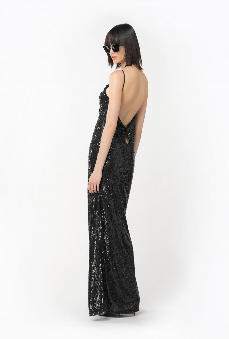 LIMO BLACK Pinko Fully sequinned dress with ruching | PMYQX83406