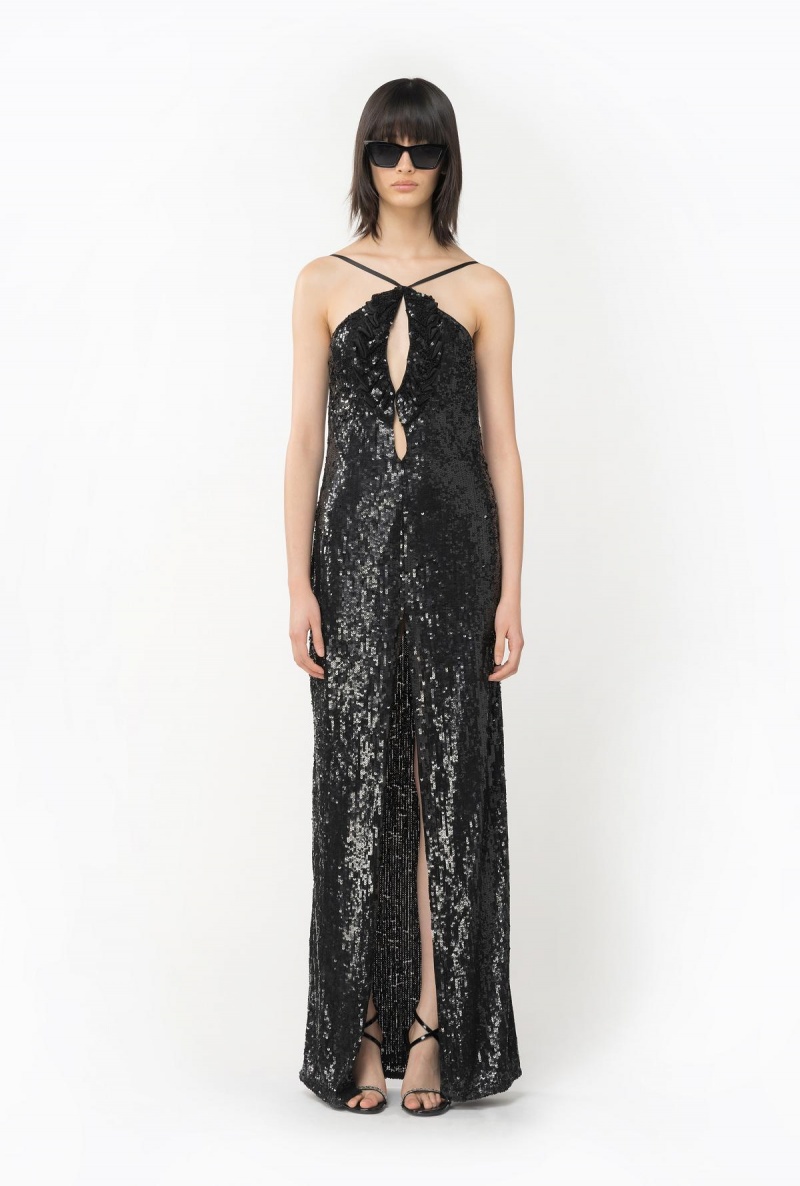 LIMO BLACK Pinko Fully sequinned dress with ruching | PMYQX83406