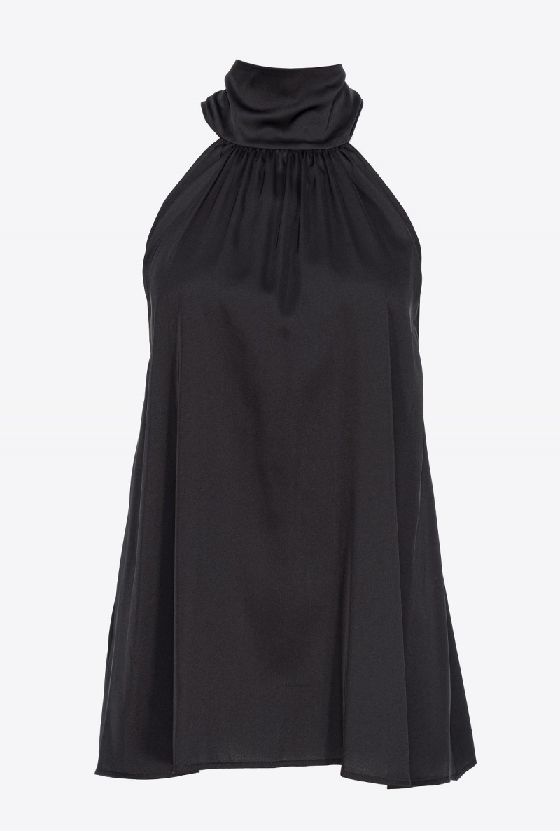 LIMO BLACK Pinko Halterneck top in light satin | MYNZX85391