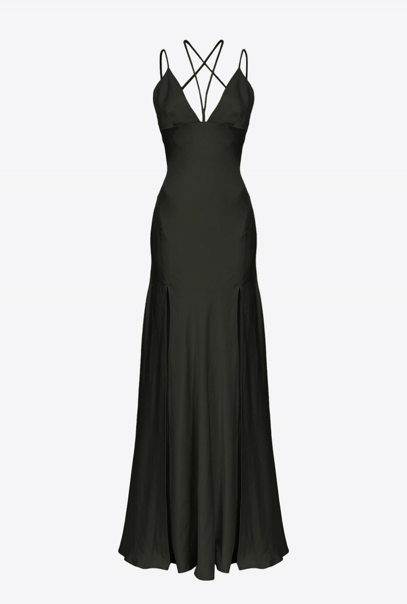 LIMO BLACK Pinko Hammered satin slip dress | DMYKV70621