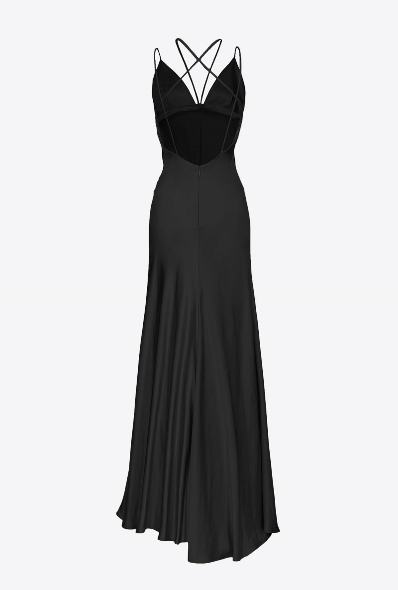 LIMO BLACK Pinko Hammered satin slip dress | DMYKV70621