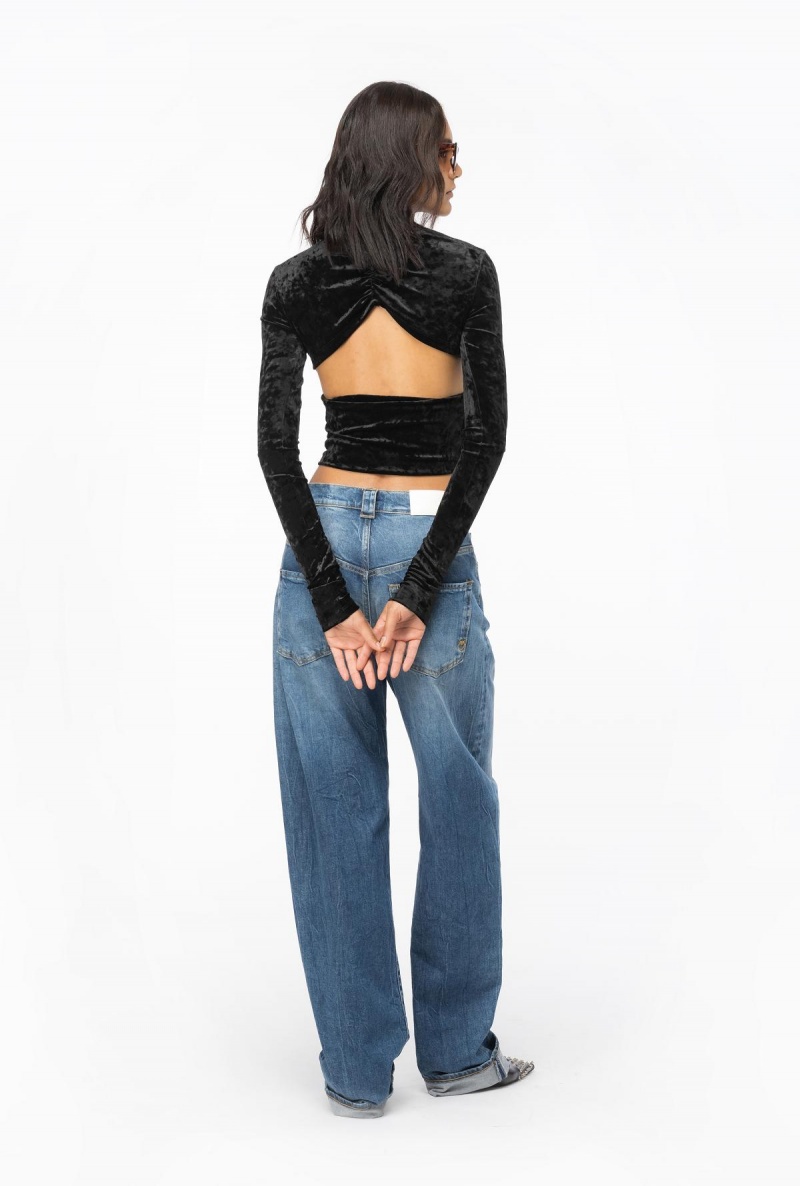 LIMO BLACK Pinko High-neck velvet sweater | MYEGJ26116