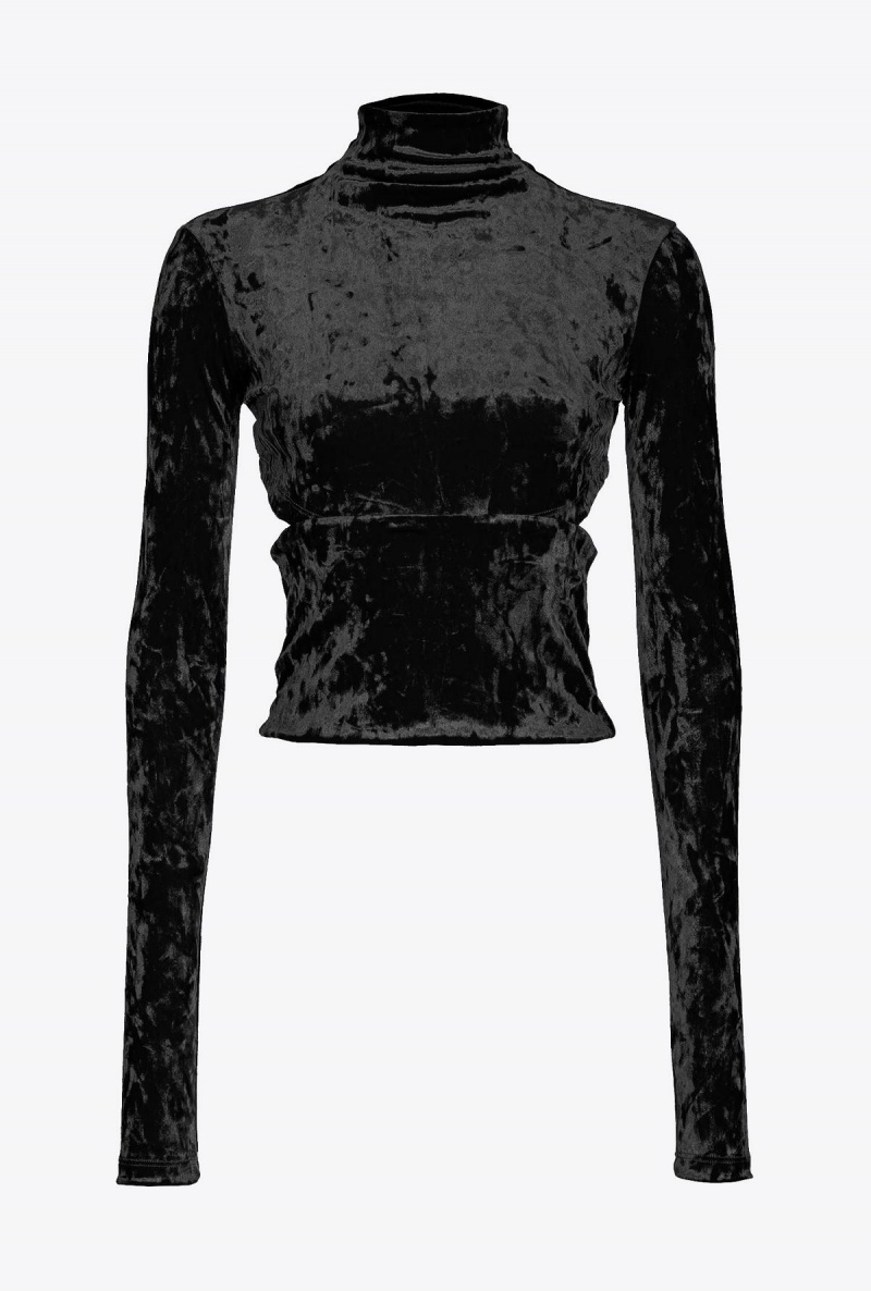 LIMO BLACK Pinko High-neck velvet sweater | MYEGJ26116