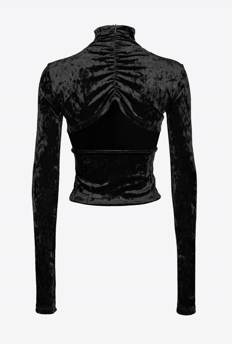 LIMO BLACK Pinko High-neck velvet sweater | MYEGJ26116