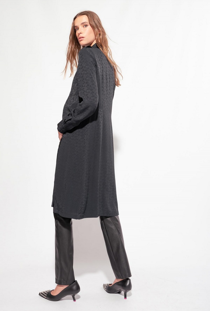 LIMO BLACK Pinko Jacquard shirt dress with logo print | MMYFT43492