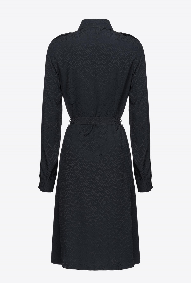 LIMO BLACK Pinko Jacquard shirt dress with logo print | MMYFT43492