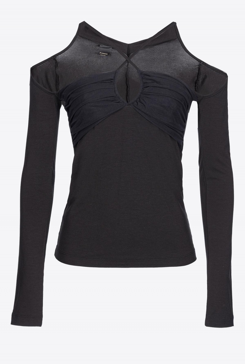 LIMO BLACK Pinko Jersey and tulle sweater | MYCVG10319