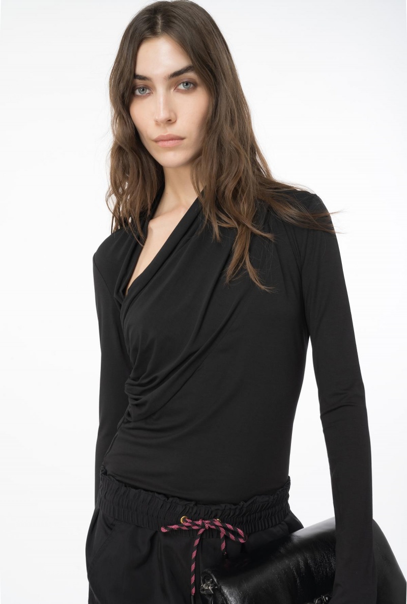LIMO BLACK Pinko Jersey sweater with draping | AMYDF35169