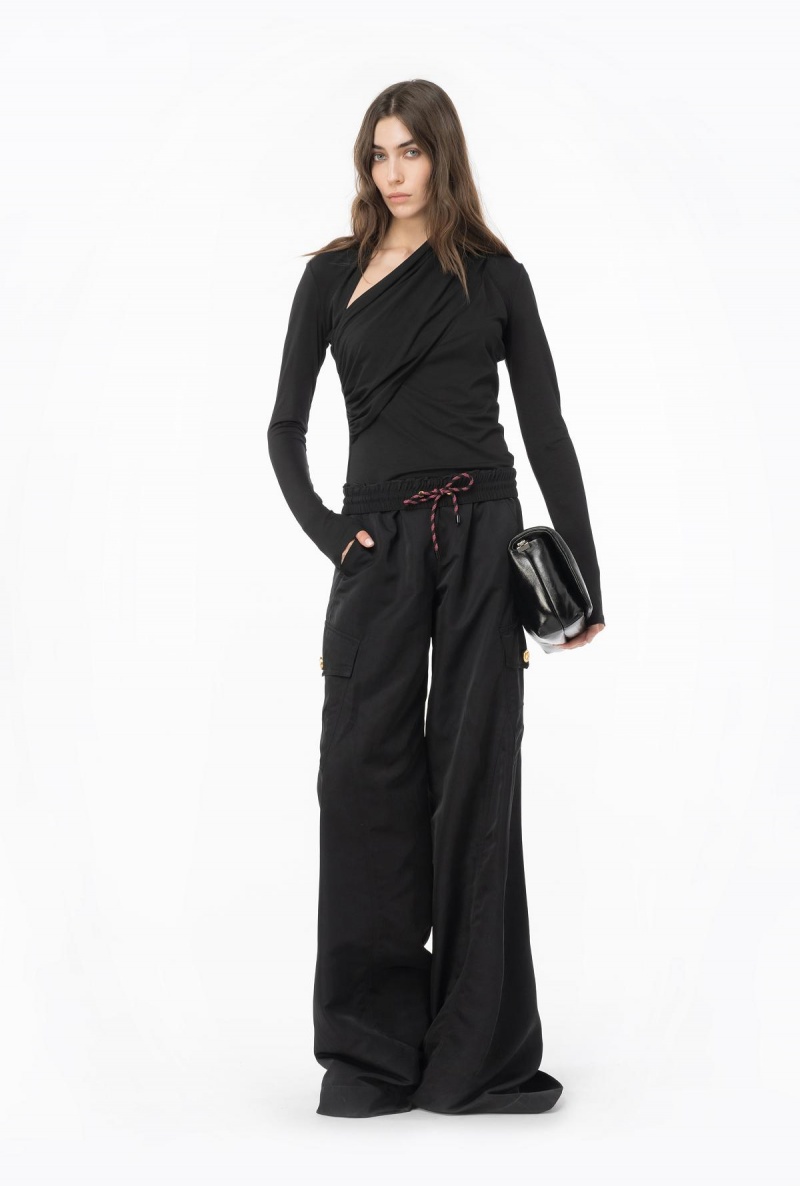 LIMO BLACK Pinko Jersey sweater with draping | AMYDF35169