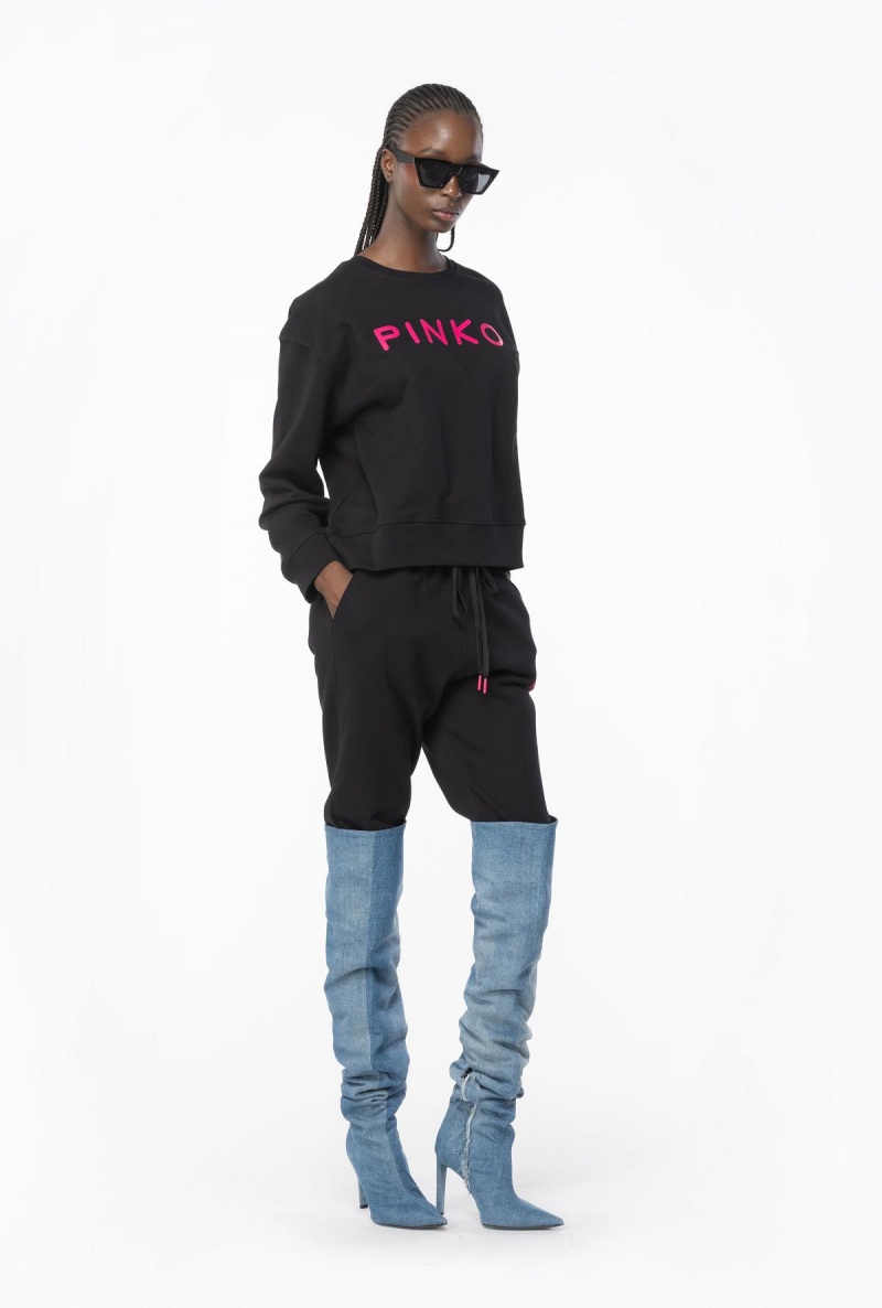 LIMO BLACK Pinko Joggers with glossy Love Birds logo | MYCVG83301