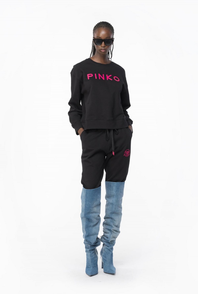 LIMO BLACK Pinko Joggers with glossy Love Birds logo | MYCVG83301