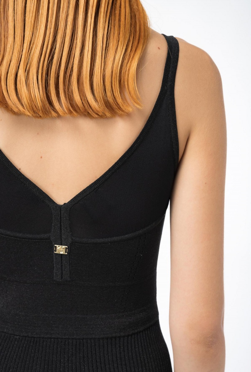 LIMO BLACK Pinko Knit lurex midi dress | PMYQX48858