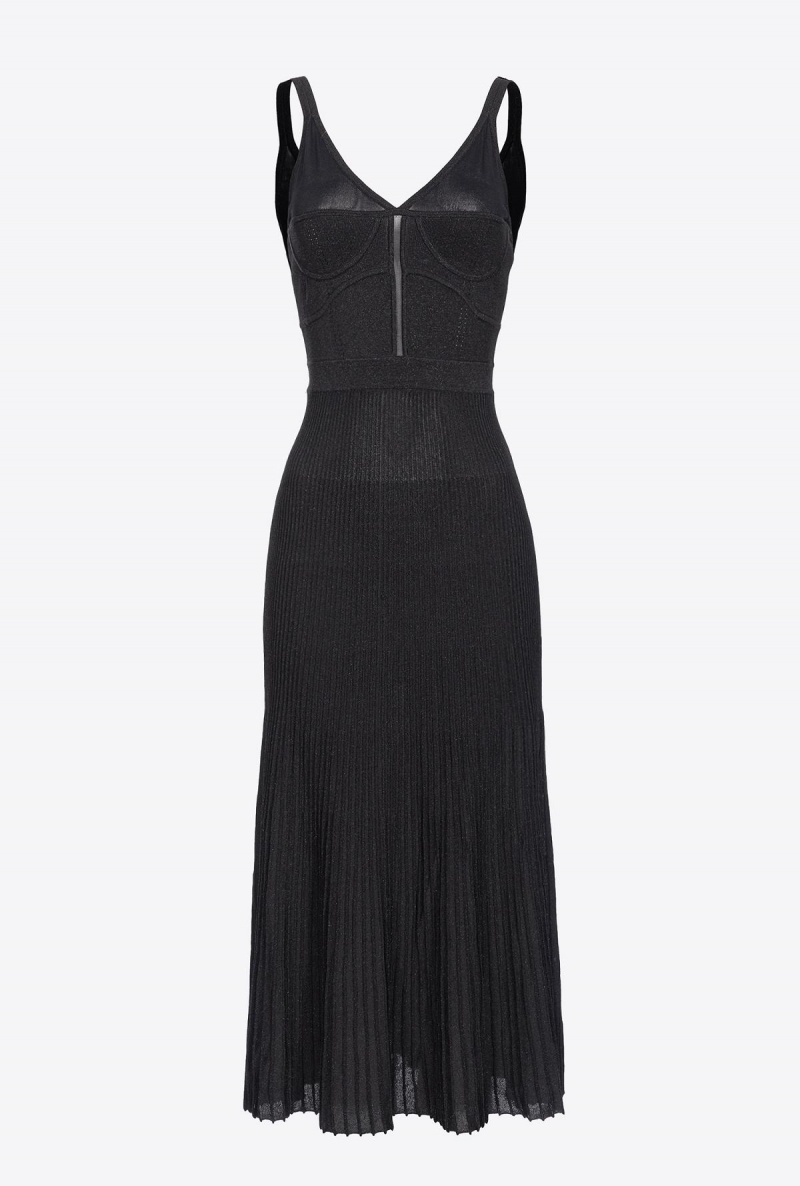 LIMO BLACK Pinko Knit lurex midi dress | PMYQX48858