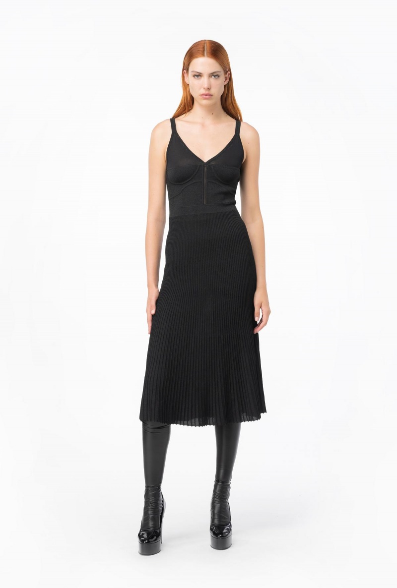 LIMO BLACK Pinko Knit lurex midi dress | PMYQX48858