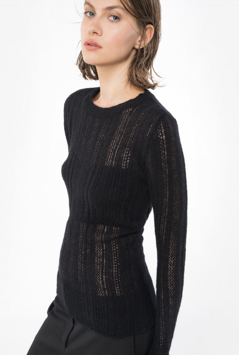 LIMO BLACK Pinko Lace-stitched alpaca-blend sweater | MMYFT61485