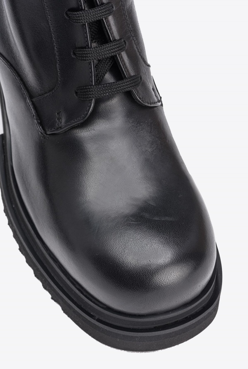 LIMO BLACK Pinko Leather combat boots with Love Birds logo | GMYEC75872