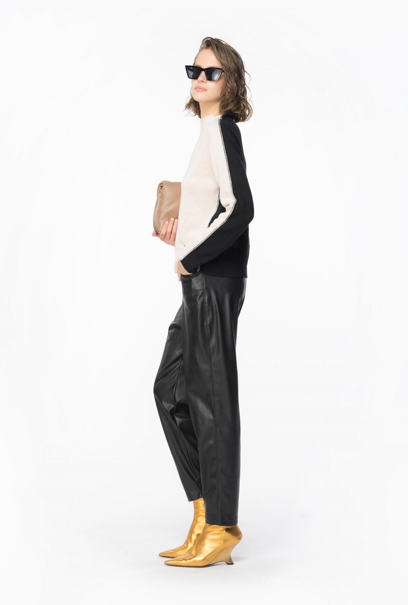 LIMO BLACK Pinko Leather-effect carrot trousers | YMYGT85354