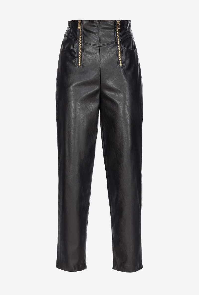 LIMO BLACK Pinko Leather-effect carrot trousers | YMYGT85354