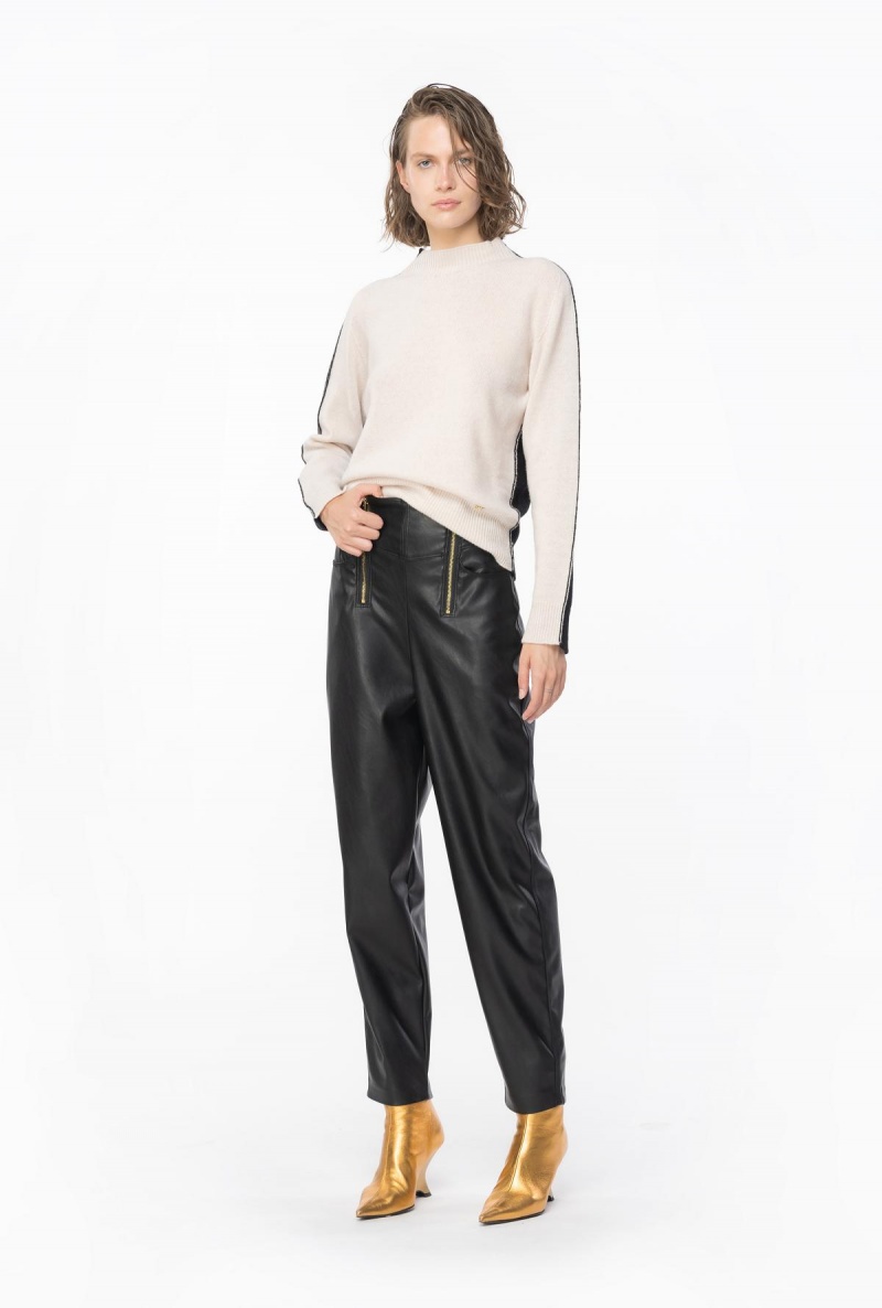 LIMO BLACK Pinko Leather-effect carrot trousers | YMYGT85354