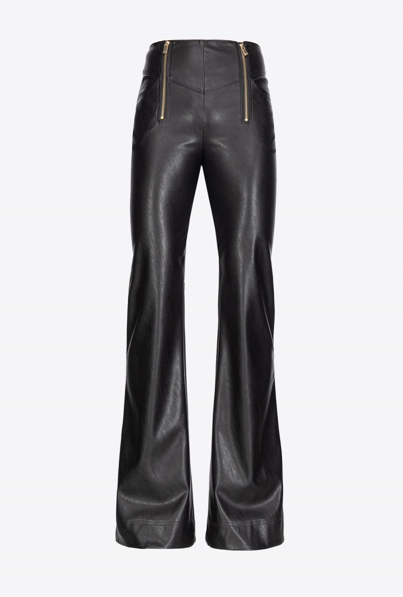 LIMO BLACK Pinko Leather-effect flared trousers | ZMYNQ66853
