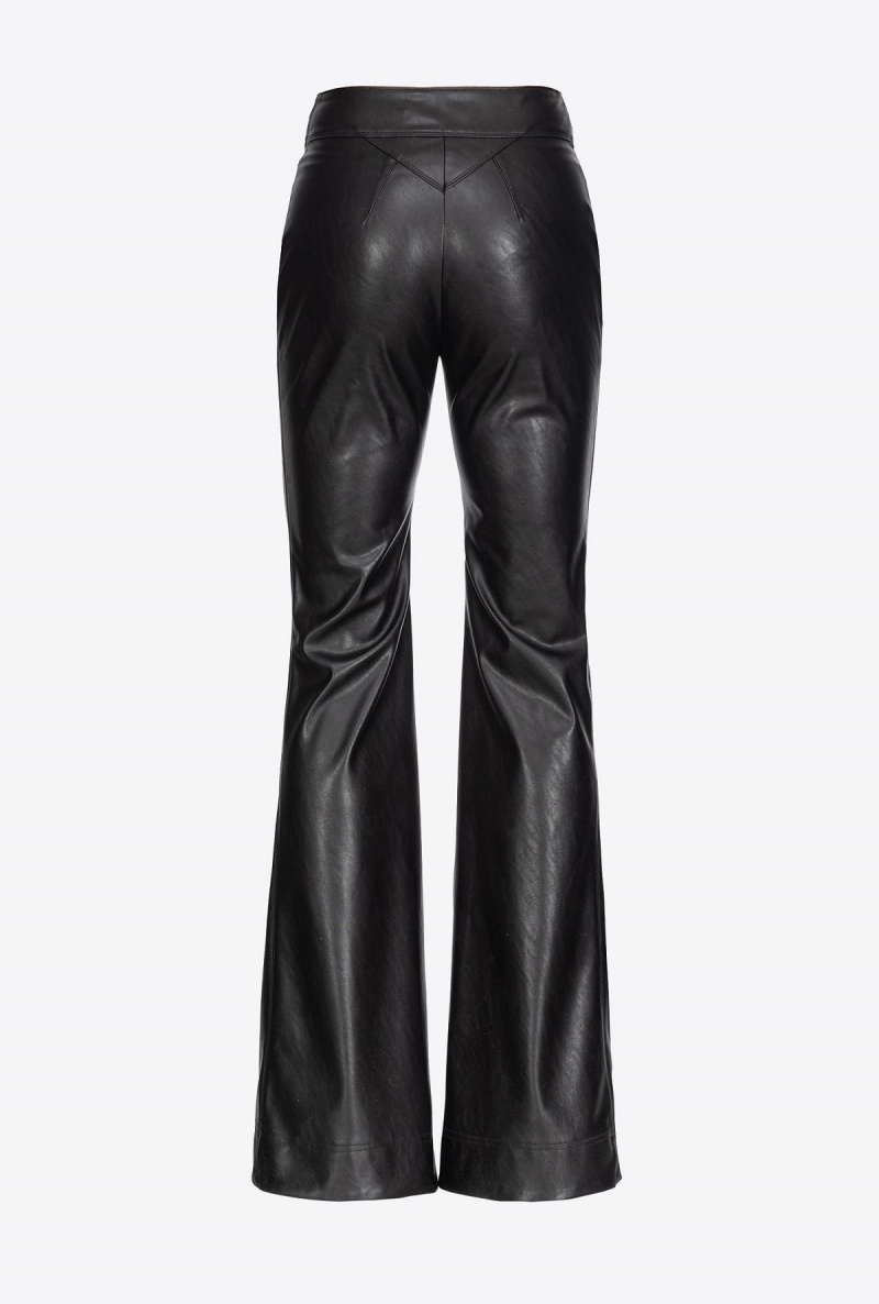 LIMO BLACK Pinko Leather-effect flared trousers | ZMYNQ66853
