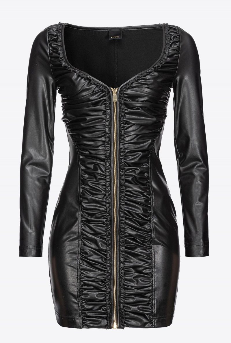 LIMO BLACK Pinko Leather-effect mini dress | DMYVO95543
