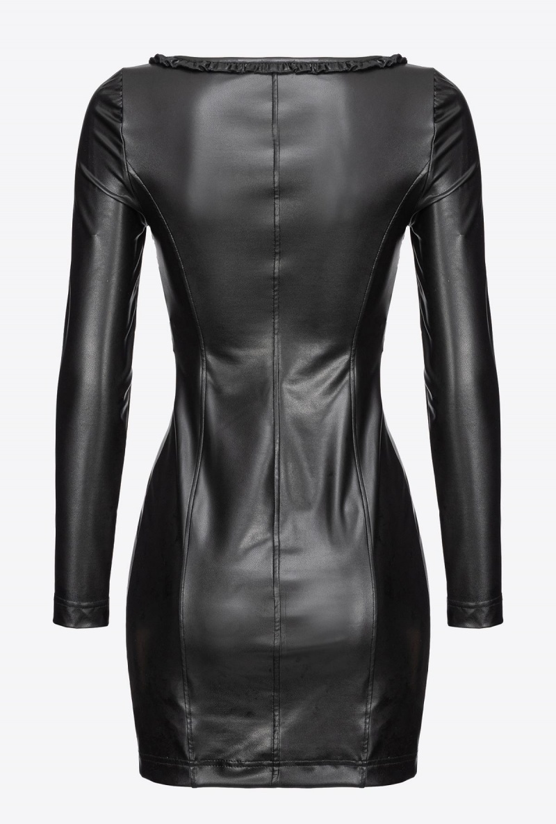 LIMO BLACK Pinko Leather-effect mini dress | DMYVO95543