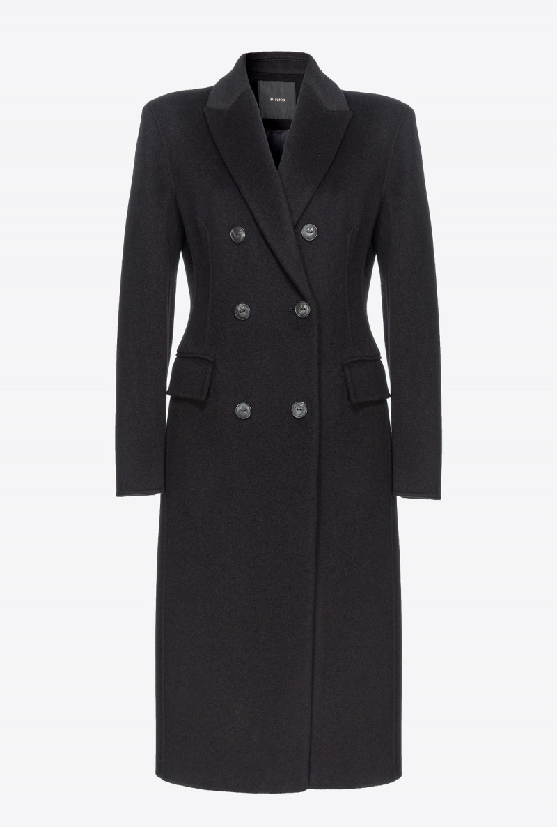 LIMO BLACK Pinko Long coat in double-layered wool cloth | MYCVG99442