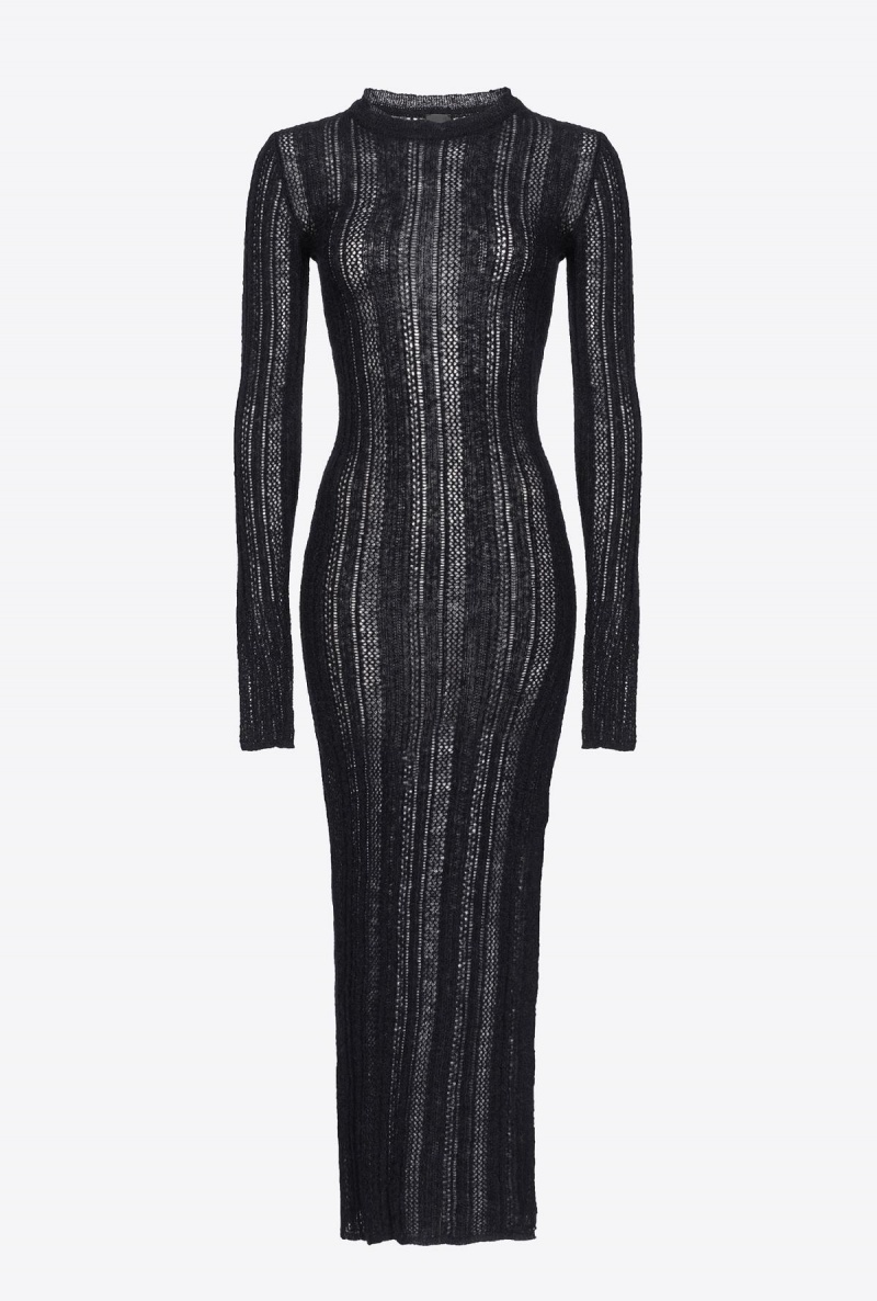 LIMO BLACK Pinko Long lace-stitched knit dress | MYJKU88931