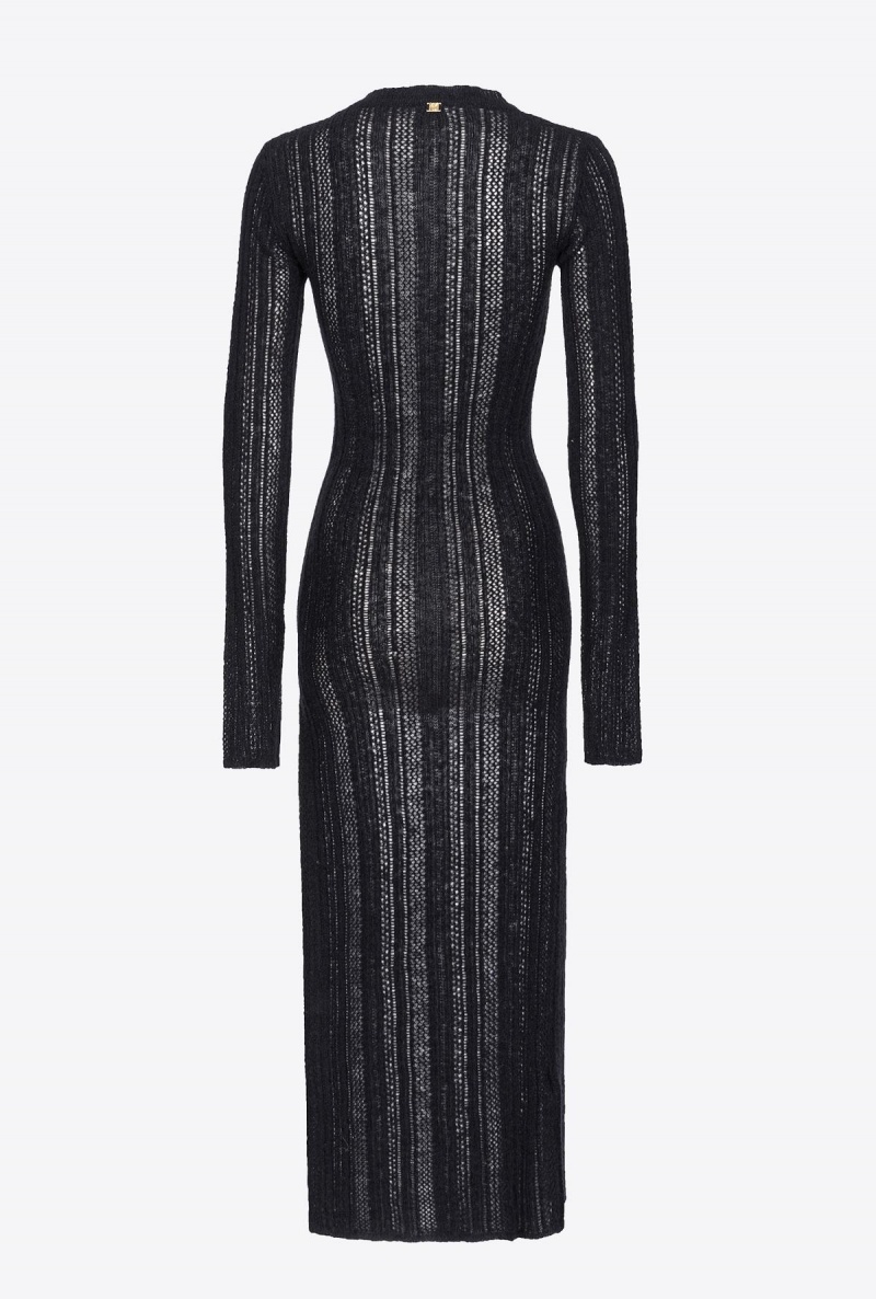 LIMO BLACK Pinko Long lace-stitched knit dress | MYJKU88931