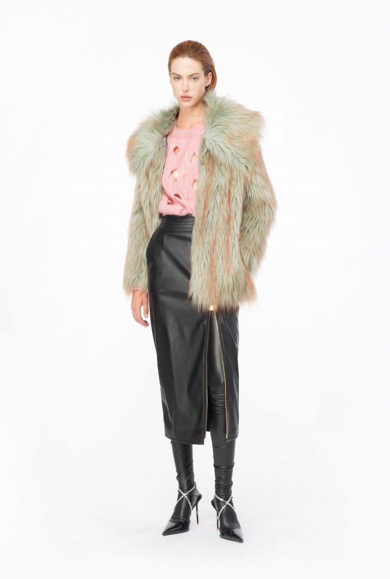 LIMO BLACK Pinko Long leather-effect skirt with zip | EMYHC63889