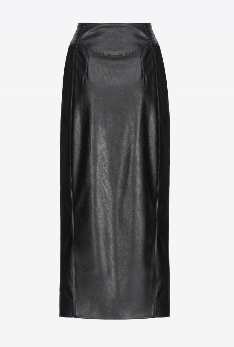 LIMO BLACK Pinko Long leather-effect skirt with zip | EMYHC63889