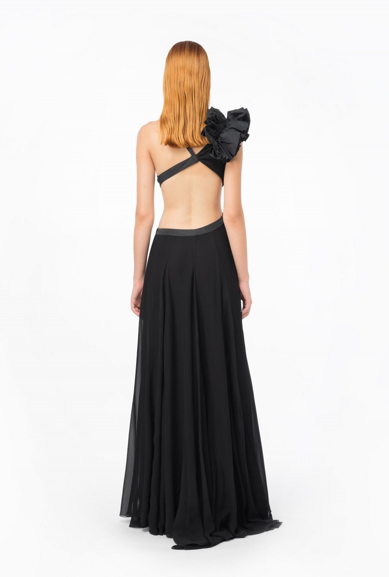 LIMO BLACK Pinko Long one-shoulder dress with large slit | FMYUI25879