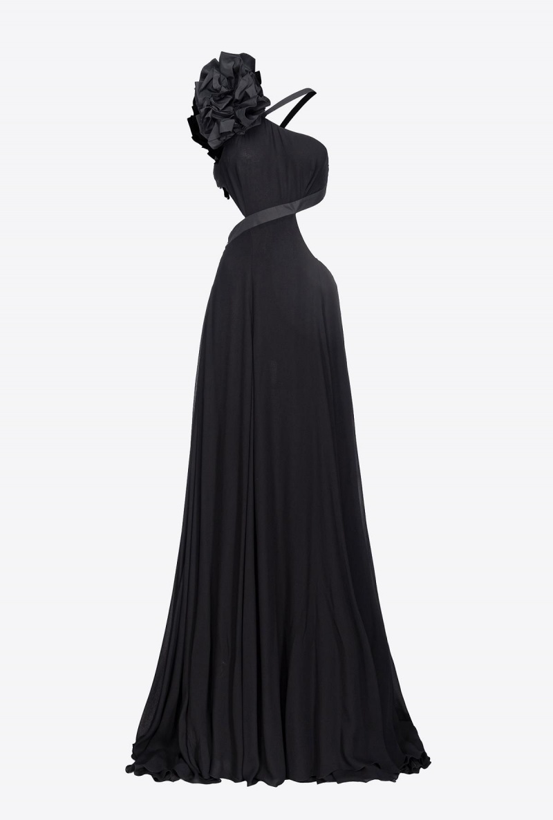 LIMO BLACK Pinko Long one-shoulder dress with large slit | FMYUI25879