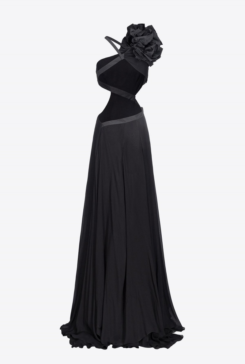 LIMO BLACK Pinko Long one-shoulder dress with large slit | FMYUI25879
