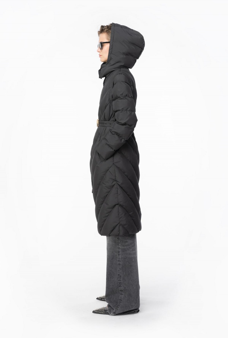 LIMO BLACK Pinko Long padded chevron jacket | MYJZR29506