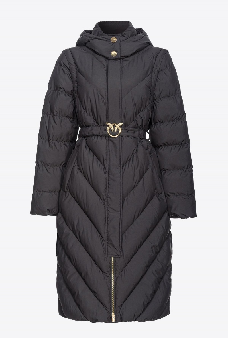 LIMO BLACK Pinko Long padded chevron jacket | MYJZR29506