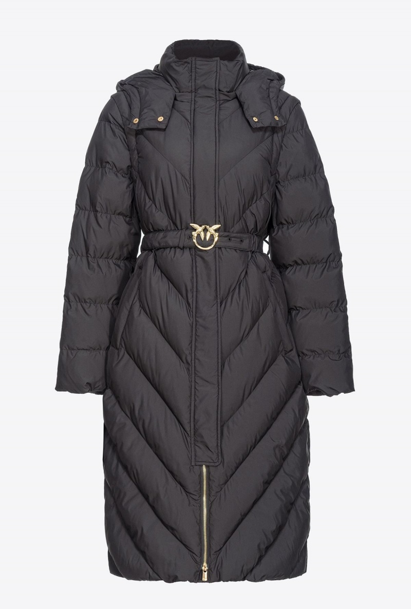 LIMO BLACK Pinko Long padded chevron jacket | MYJZR29506