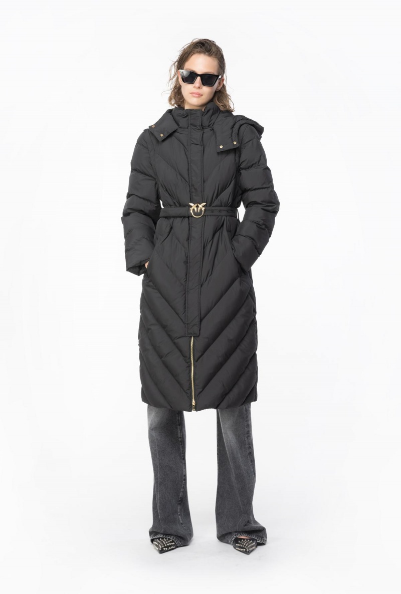 LIMO BLACK Pinko Long padded chevron jacket | MYJZR29506