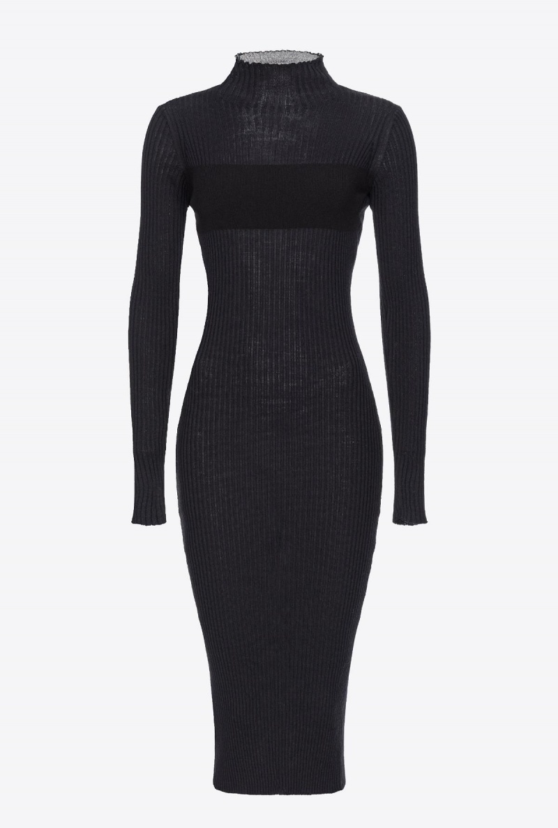 LIMO BLACK Pinko Long ribbed knit dress | MYZPD20549