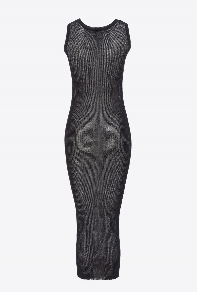 LIMO BLACK Pinko Long semi-transparent ribbed dress | LMYSX42881