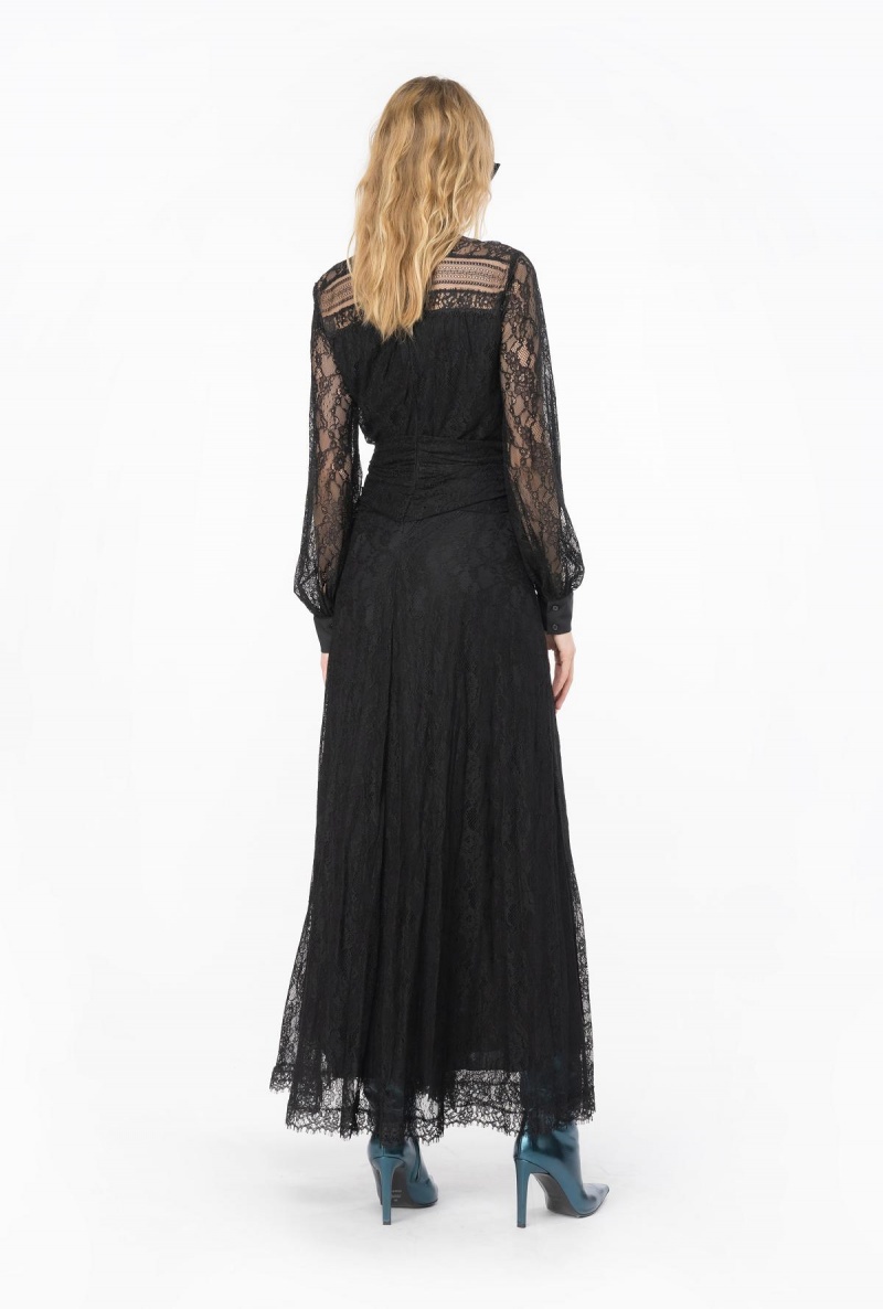 LIMO BLACK Pinko Long stretch lace dress | TMYPQ63997