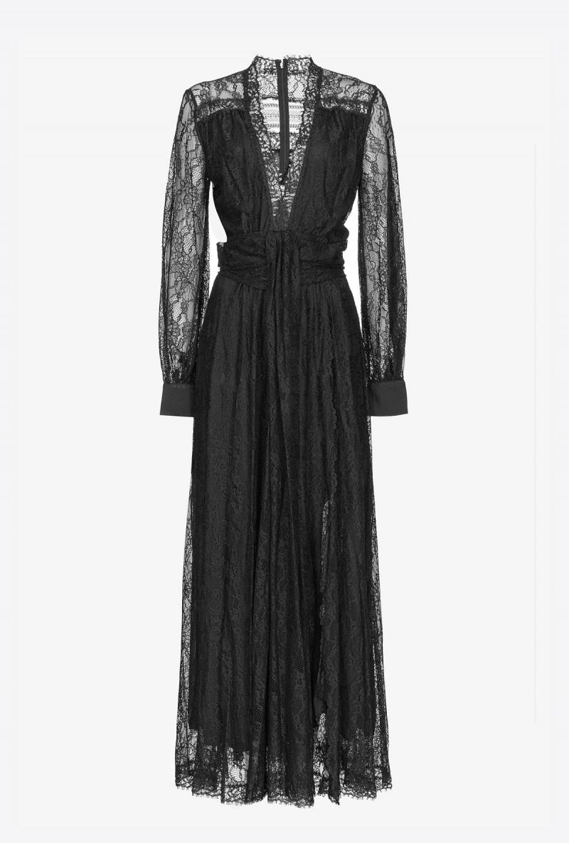 LIMO BLACK Pinko Long stretch lace dress | TMYPQ63997